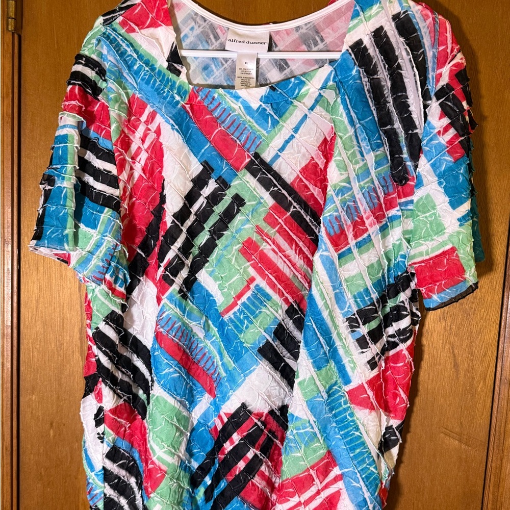 Alfred Dunner Women's Colorful Geometric Blouse